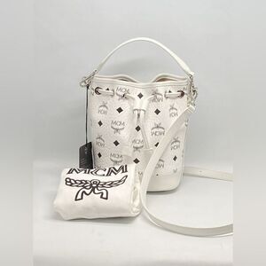 MCM Dessau Visetos Mini Drawstring Bucket Bag